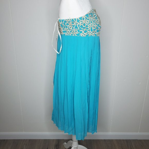 LILLY PULITZER SEA BLUE JILLIE CHIFFON STRAPLESS DRESS Woman's SIZE 10 - Picture 11 of 15